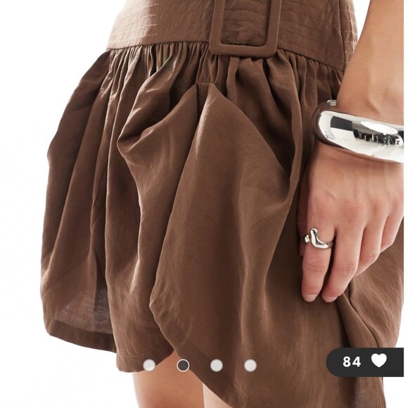 ASOS Design Cowl Neck Hitched Hem Cupro Mini Dress Brown Size 10 - Picture 3 of 13